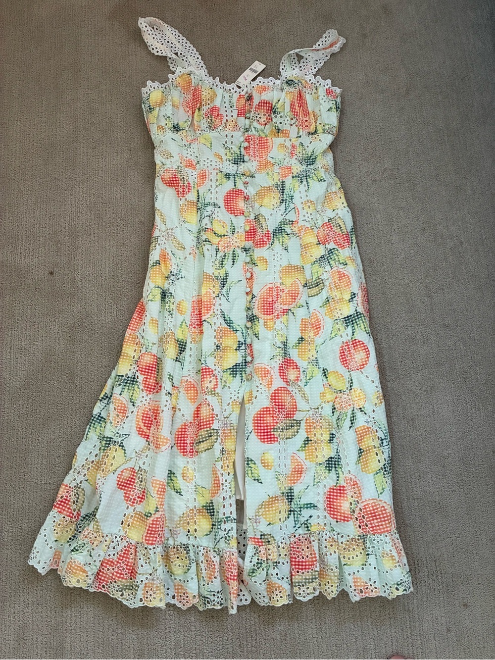 Anthropologie Peach & Floral Print Girls Jumpsuit Romper - White, Peach, Yellow